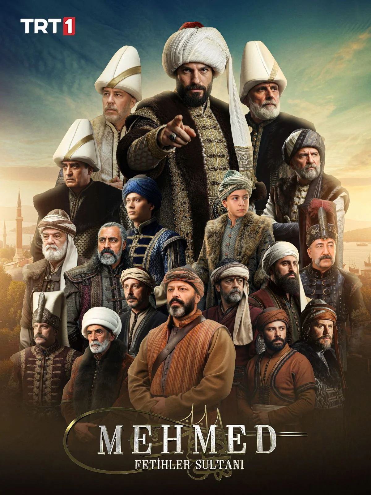 Sultan Mehmed and the ensemble cast in promotional artwork for Mehmed: Fetihler Sultanı, sourced from TMDB